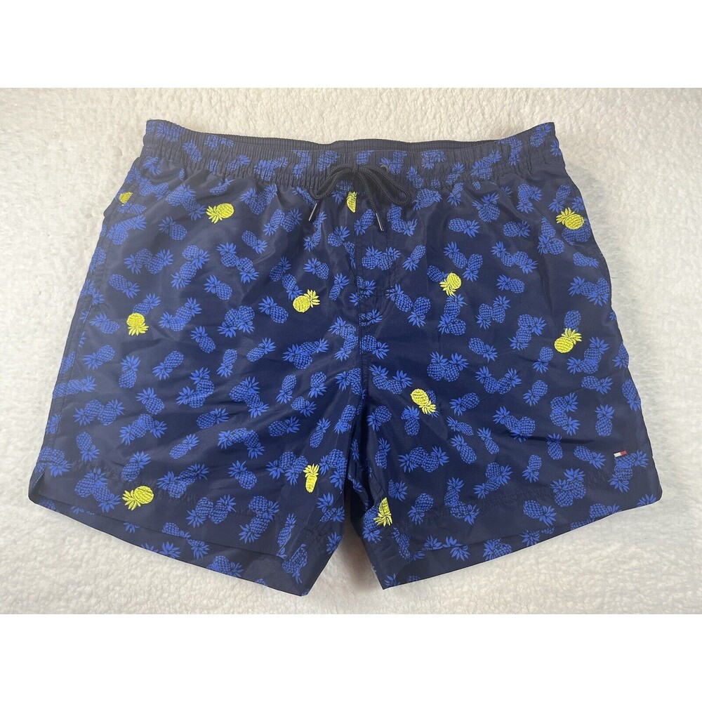 Tommy Hilfiger Swim Trunks Mens XL Blue Pineapple Hawaiian Preppy Shorts 78B0915